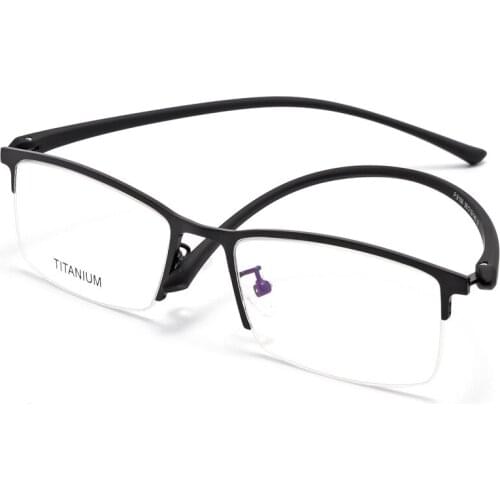 Mens Business Glasses Frame Half-Frame Titanium Alloy Eyeglasses Fixing Device Comfortable TR90 Temples Prescription