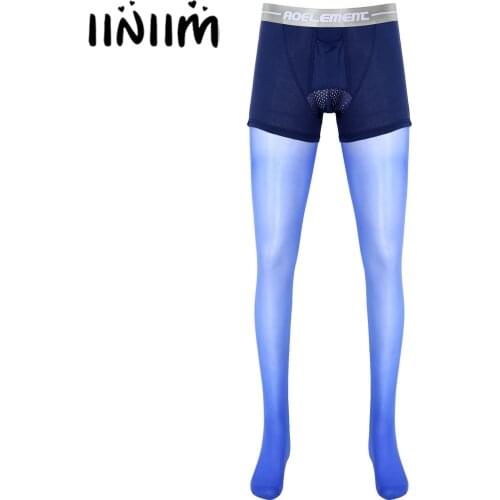 Mens Lingerie Wide Elastic Waistband Leggings Nightwear Gay Male Sexy Pantyhose Hollow Out Bulge Pouch Lingerie Boxer Briefs