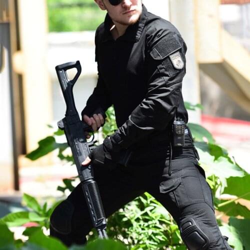 Tactical Military Uniform Suit Men Army SWAT Camouflage Combat Shirt +Cargo Pants Knee Pads Airsoft Paintball Camouflage Clothes