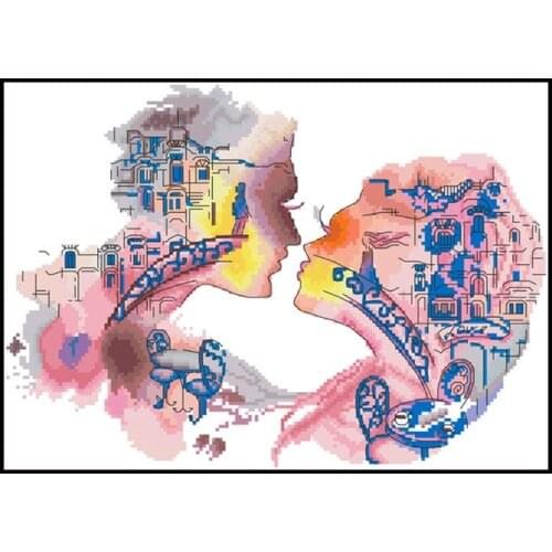 Meet Love Printed Cross Stitch Kits Patterns Canvas Embroidery Sets 11CT 14CT DIY Needlework Knitting Crafts Home Decor Painting