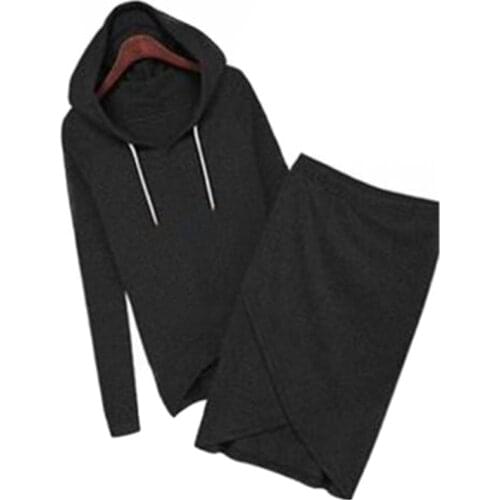 2020 New Hooded Hoodies Top And Skirt Two Piece Set Women Autumn Black womens Set Tracksuit 2 Piece Set Women Conjunto Feminino
