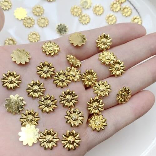Wholesale 12mm small golden chrysanthemum rhinestone flat back DIY decorative accessories rhinestone applique 1000pcs/lot