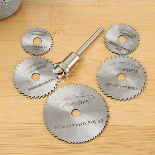 6Pcs/set 22/25/32/35/44mm HSS Circular Saw Blades Cutting Discs Wood Cutting for Drill Dremel Rotary Tool with 3.17mm Mandrel