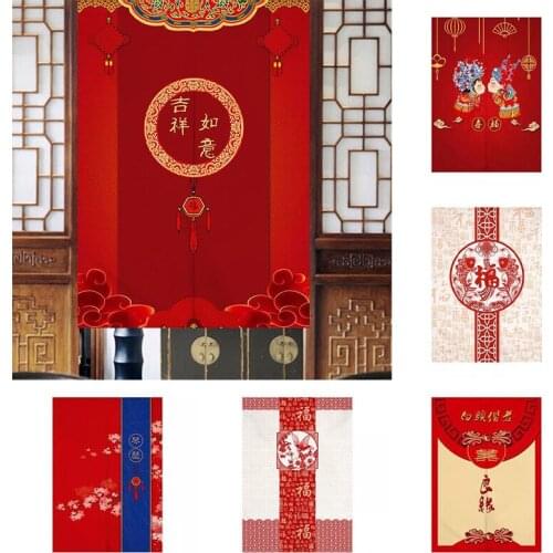 Festive Door Curtain Wedding Room Decoration Partition Curtain Bedroom Half Panel Curtain Without Punching Doorway Curtain