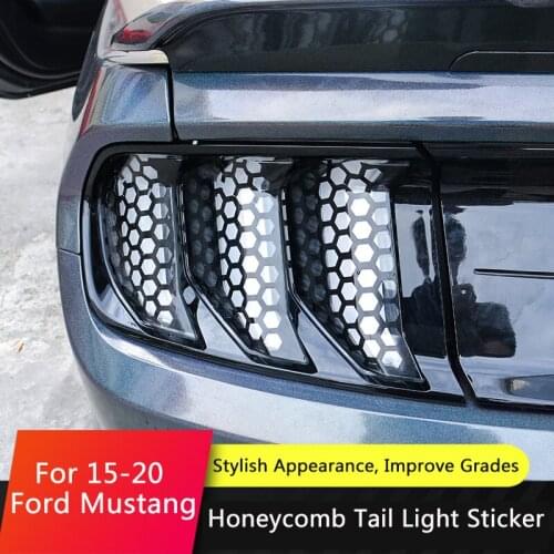 QHCP 6Pcs/Set Rear Tail Light Honeycomb Style Sticker Film Trim Tail Lamp Decoration Covers Molding For Ford Mustang 2015-2020