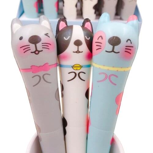 1pcs Colorful Cute Cat Decompression Gel Pen Cartoon Soft Black Ink Office School Writing Pen for Kids Gift Stationery Supplies