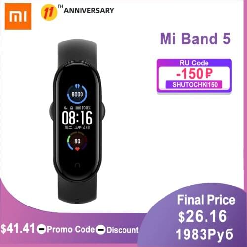 2020 New Xiaomi Mi Band 5 / 4 Smart Bracelet 4 Color AMOLED Screen Miband 5 Fitness Traker Bluetooth Smartband