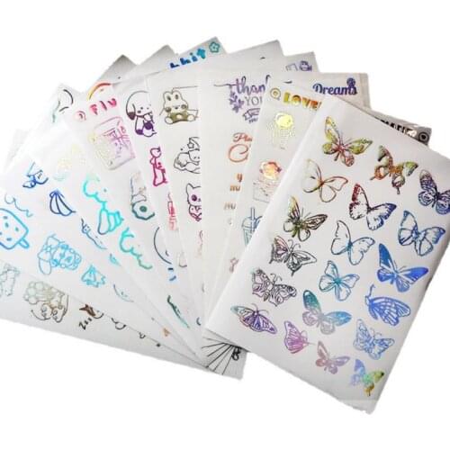 Cute Cartoon Butterfly Cat Paw Waterproof Laser Stickers Jewelry Fillings DIY Charms Handmade Epoxy Resin Mould Stuff Craft