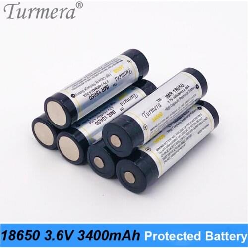 Turmera 18650 3400mAh NCR18650B 3.7V 3400mah Protected Rechargeable Lithium Battery 2MOS BMS for 18650 Flashlight and Headlamp O