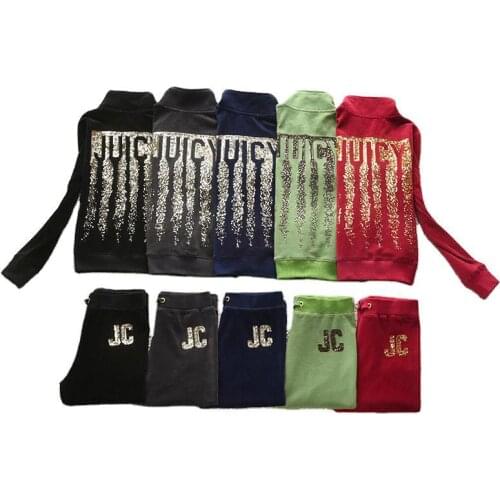 Spring/Fall 2021 Womens Velvet Fabric Tracksuits Velour Suit Women Track Suit Hoodies And Pants fat sister sportswear