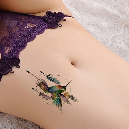 Flash Geometry Humminbirds Waterproof Waist Tattoos Temporary Women Girls Makeup Tatto Stickers Body Arm Art Fake Custom Tattoo