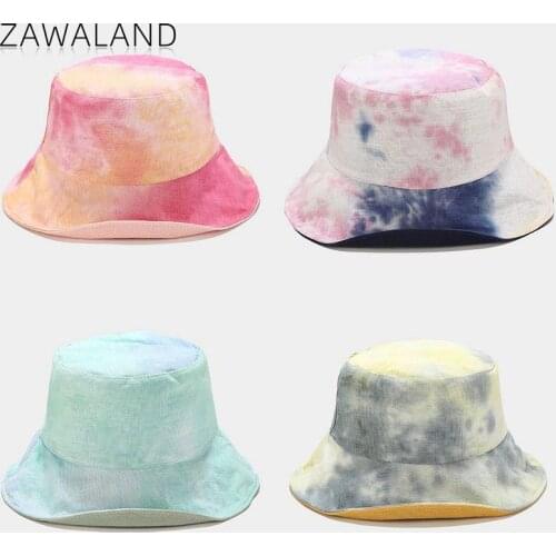 Zawaland Color Tie-Dye Sun Hats Unisex Double-Sided Wide Brim Fisherman Hat Outdoor Casual Accessories Sun Protection Caps