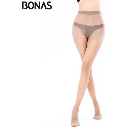 BONAS 30D Sexy Nylon Pantyhose For Girls Summer Style Fashion Solid Slim Tights Women Elasticity Polyester Long Hosiery Seamless