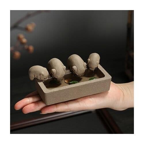 1pcs Purple Clay Tea Pet Little Pigs Drink Water Chinese Crude Pottery Kung Fu Tea Set Home Decoration Tea Accessories