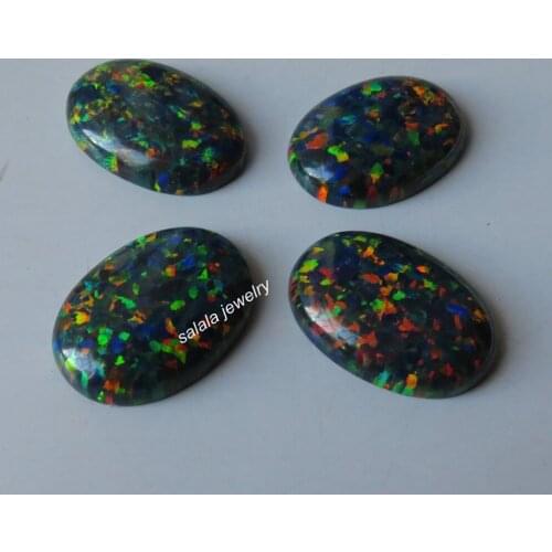 100pcs/lot OP32 Black Oval Flat Bottom Opal 13x18mm Oval Cabochon Opal Synthetic Oval Cabochon Fire Opal Stone for DIY Jewelry