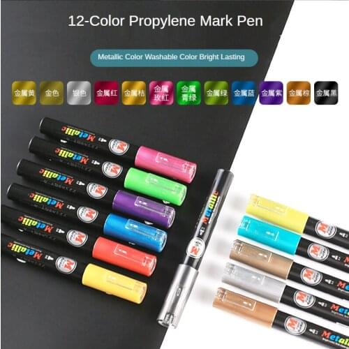 12 Color Permanent Acrylic Paint Pens for DIY Shone Photo Album Art Rock Painting Card Making Metal and Ceramics Glass