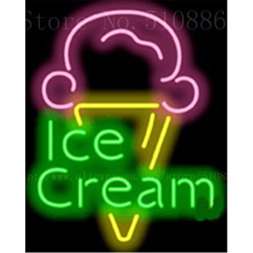 17*14" Ice Cream NEON SIGN REAL GLASS BEER BAR PUB LIGHT SIGNS store display Restaurant Shop ocaasional Advertising Lights