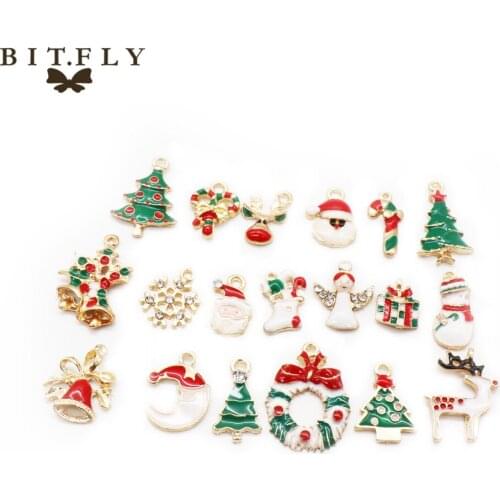 19pcs Mixed Christmas Hanging Ornament DIY Jewellery Necklace Pendant Xmas Christmas Tree Festival Holiday Decoration Supply