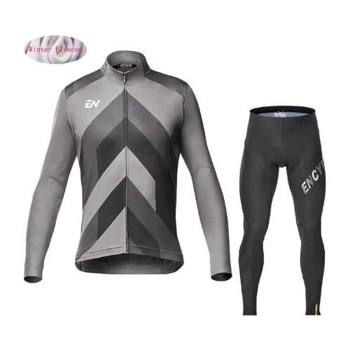 2022 Winter thermal fleece Cycling Clothes Warn men Jersey suit Jacket riding bike MTB clothing Bib Pants set ENCYMO