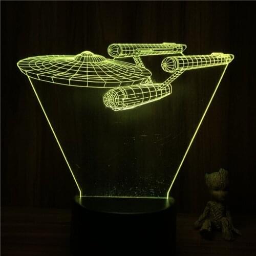 3D Nightlight American Super Hero Spaceship Figure 7 Colors Touch Optical Illusion Table Lamp Gift Room Decor Light