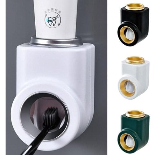 Automatic Toothpaste Dispenser Wall Mount Dust-proof Toothbrush Holder Wall Mount Storage Rack Bathroom Accessories Set Squeezer