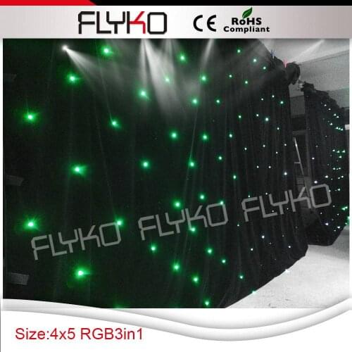 Free shippping 4m by 5m RGB star white curtain in wedding star light led