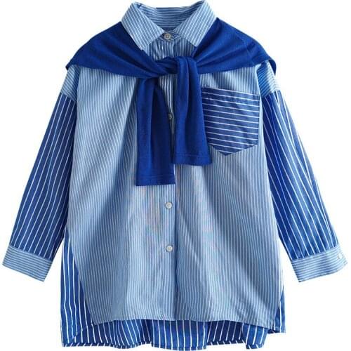 Girls Blouses Autumn 2020 New Children Clothes Kids Stripe Patchwork Blouse Personality Casual Baby Shirt Fashion Cotton, #8970