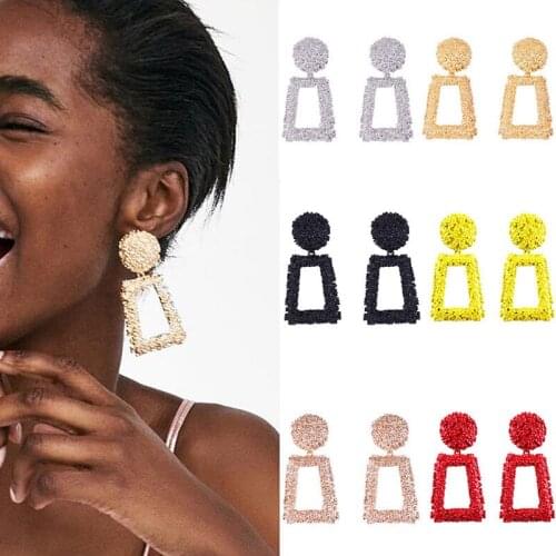 Big Vintage Earrings for Women Gold Color Geometric Statement Earring 2019 Metal Earing Hanging Fashion Jewelry Trend