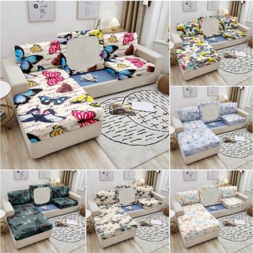 Butterfly Sofa Cushion Cover Polyester Slipcover For Living Room Furniture Protector Seat Cushion Cover Elastic Sofa Cover