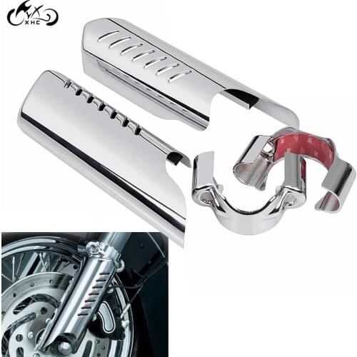 Motorcycle ABS Chrome Lower Fork Leg Deflector Shields Cover For Harley Dyna Softail FLSTC Deluxe FLSTN FXDWG FXST FXSTB FXDB
