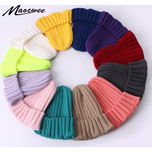 Children Hat Kids Girls Knitted Skullies Beanies Cap Candy colors Autumn And Winter Warm Solid Color Striped hats Outdoor Cute