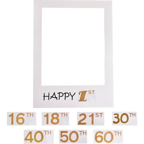 Happy 1st 16th 18th 21th 30th 40th 50th Photo Booth Props Birthday Banner Bunting Anniversary Birthday Photo Frame Party Decor