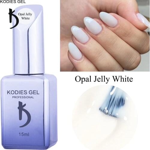 KODIES GEL Opal Jelly White Gel Nail Polish 15ML Semi Permanent Manicure UV/LED Lamp Varnish Base Coat Top Coat for Nail Art NEW
