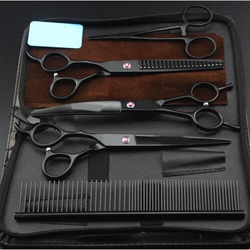 Left hand Pet Dogs Grooming Scissors Paint Down Curved Shears Sharp Edge Animals Cat Hair Cutting Barber Cutting Tools Kit