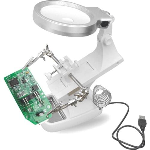 Multi-functional Welding LED Magnifier 3X/4.5X magnifying glass Alligator Clip Holder Clamp Helping Hand Soldering Repair Tool