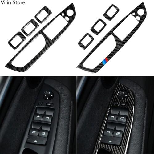 Mutips Carbon Fiber Window Lifter Control Frame Switch LHD Armrest Panel Trim car Interior accessories For BMW X5 X6 E70 E71