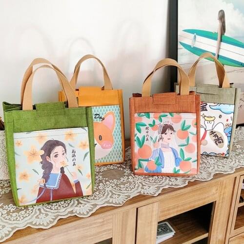 Cartoon insulation bag outdoor portable portable lunch bag waterproof Oxford cloth lunch bag picnic bag lunch tote