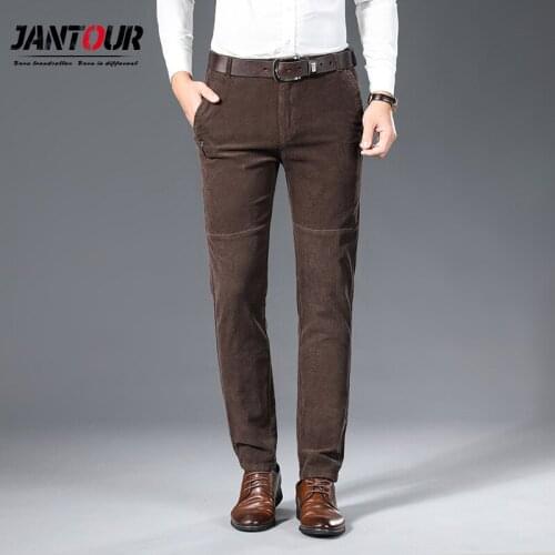 Autumn Winter Thick section corduroy mens Cotton casual pants Business corduroy trousers men Brown straight long pants 28-38