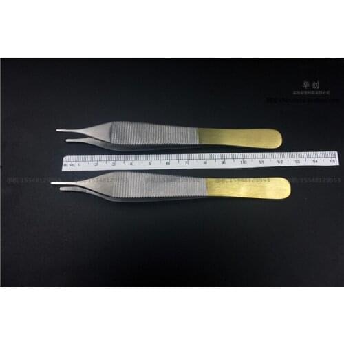 Medical instrument stainless steel Edison Fine tweezer tissue tweezers suture skin tweezers with hook teeth straight 12cm animal