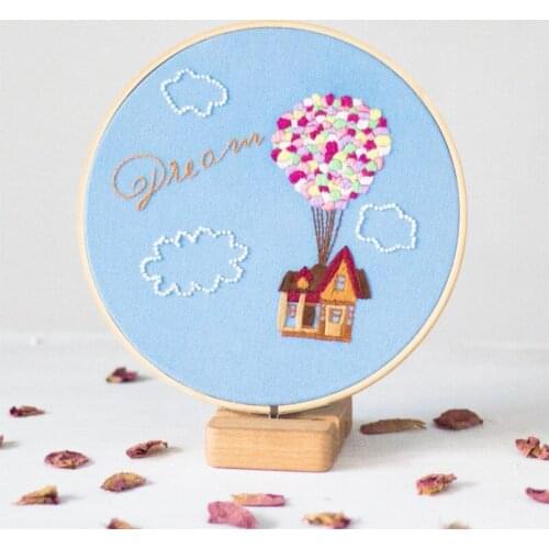 Hot Air Balloon Diy Embroidery Kit for Beginner Needlework Kits Cross Stitch Arts Crafts Sewing for Home Decor