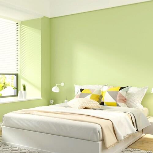 Matcha Green Wallpaper Yellow Green Solid Color Modern Simple Non-woven Bedroom Living Room TV Background Wall Wallpaper