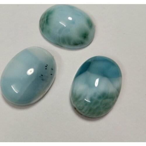 Wholesale 3pcs/Lot Natural Larimar Gem Cabochon Ring Face Pendant,12x16mm Oval Larimar Gem Cabochon CAB,flat bottom