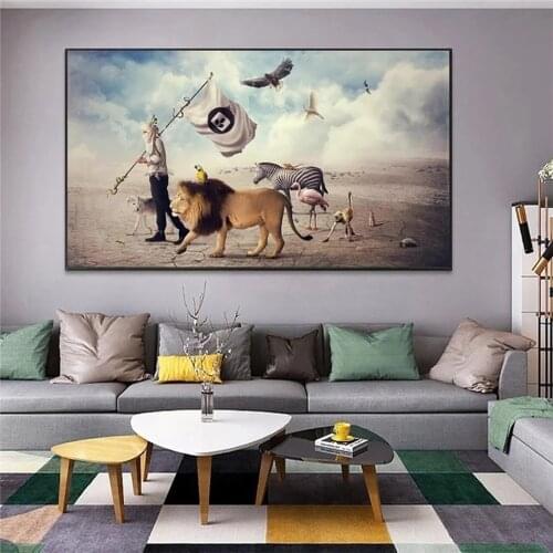 Humans Animals Pandas Giraffes Monkeys Lion Zebra Parrot Migration Posters Paintings Prints Wall Art Pictures Living Room Decora