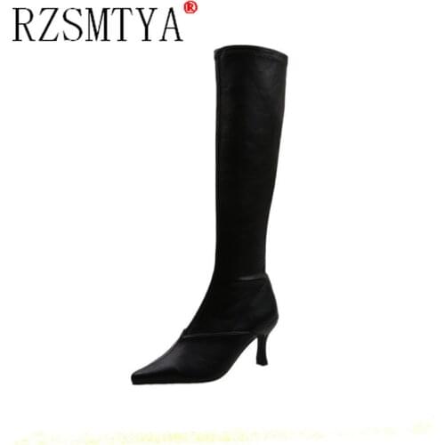 Sexy Patented Leather Thigh High Boots Womens Heels Knee-Long Boots for Womens Point Toes White Black Fetish Party Long Shoes