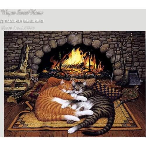 Full Diamond Painting Animal Diy Diamond Embroidery Cat Cross Stitch Resin Stone Pasted Painting Square Drill Needlework Crafts