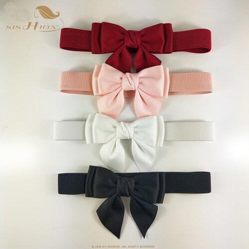 SISHION Waist Belts for Women ceinture femme VD1575 Black White Pink Bow Corset Elastic Women Belt