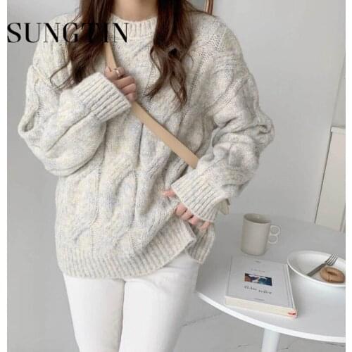Sungtin Soft Warm Women O Neck Twisted Sweater Pullover Spring Autumn High Quality Daily Female Knitted Twist Pullover Korean