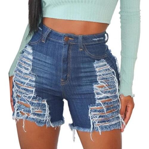 Sexy Denim Shorts Women Hollow Out Female Summer Jeans Shorts High Waist Holes Skinny Slim Ladies Denim Shorts Club Short Femme