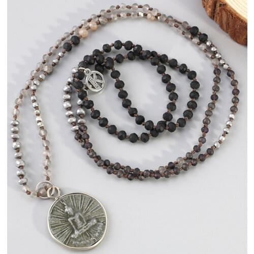 KELITCH Buddha Pendant Necklace Natural Stone Beads New Charm Friendship Strand Necklaces for Women