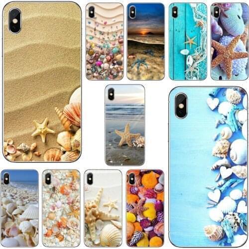 For ZTE Blade A520 A512 A452 A602 A5 2019 V6 V7 V8 V9 V10 Lite Viat Silicone Cover Blue-Wood-Seashells-Sea-Star
